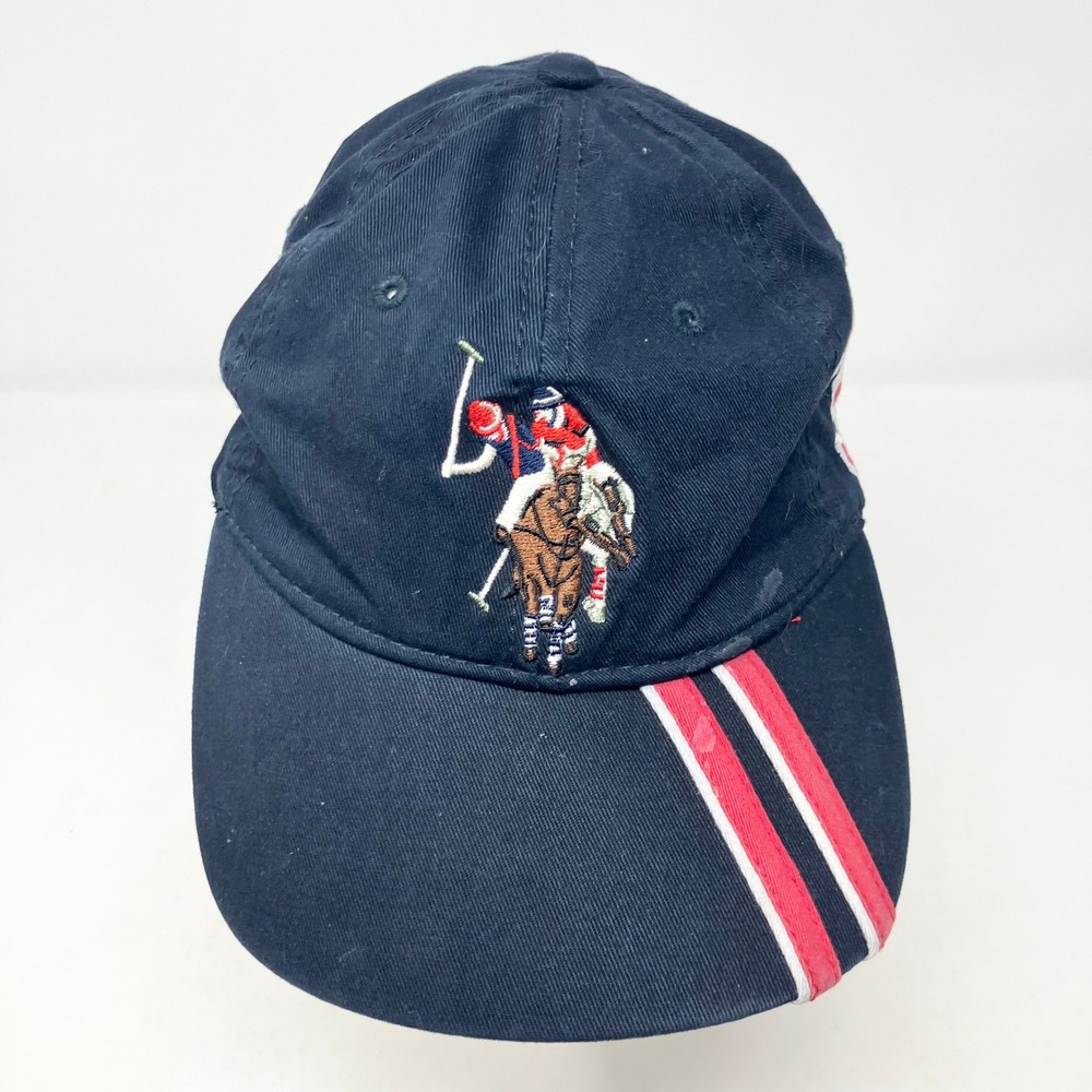 U.S. Polo Assn. Hat Mens Navy Blue Baseball Cap Sporty Stripe Logo Double Horse